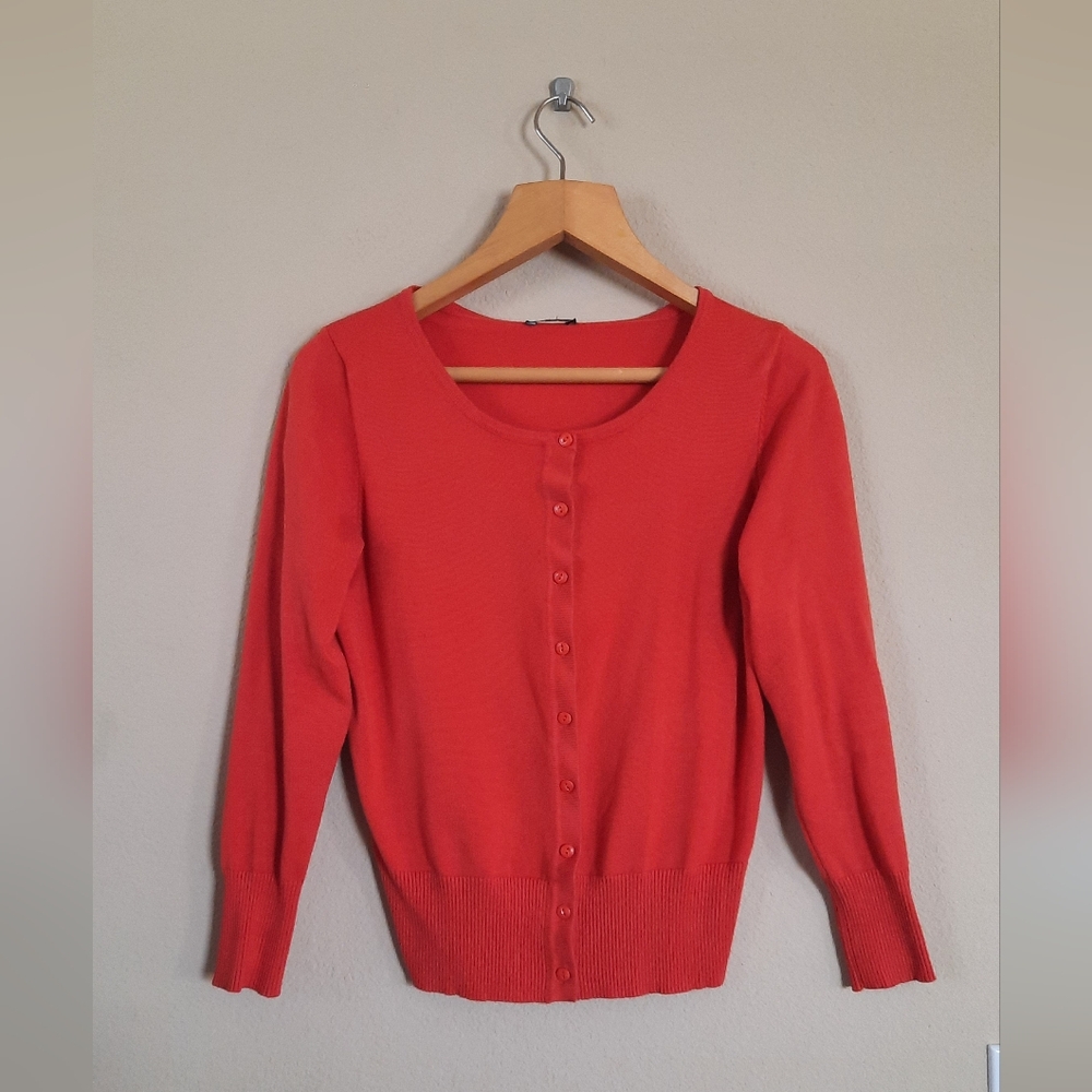 Vtg Vila Milano Orange Button Down Cardigan